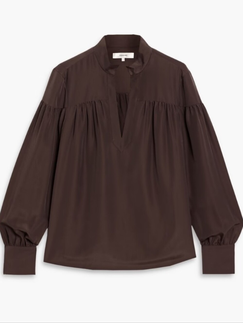 Frame Gathered Satin Crepe Blouse